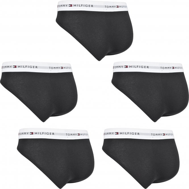 Tommy Hilfiger-5-Pack Signature Cotton Briefs, Black-UNDERU