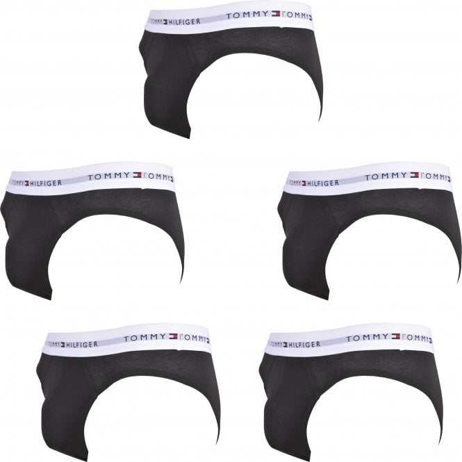 Tommy Hilfiger-5-Pack Signature Cotton Briefs, Black-UNDERU