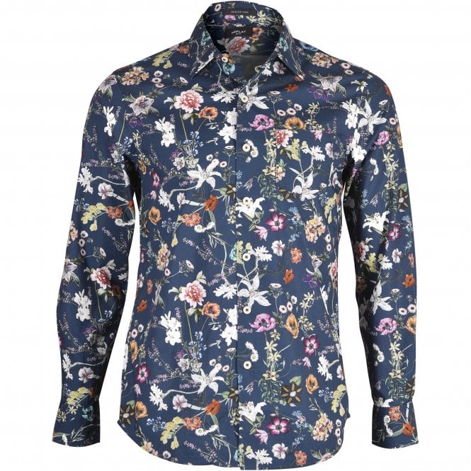 Replay-Floral Print Shirt, Navy/multicolour-UNDERU