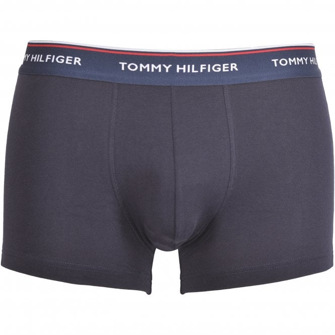 Tommy Hilfiger-3-Pack Cotton Stretch Boxer Trunks, Navy with grey/pink-UNDERU