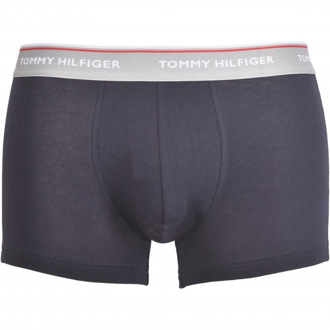 Tommy Hilfiger-3-Pack Cotton Stretch Boxer Trunks, Navy with grey/pink-UNDERU