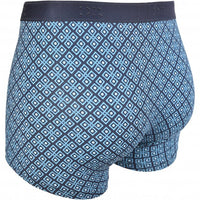 Derek Rose-Jack Pima Cotton Stretch Geo Print Boxer Trunk, Navy/turquoise-UNDERU