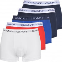 GANT-5-Pack Contrast Waistband Boxer Trunks, Navy/Blue/White/Red-UNDERU