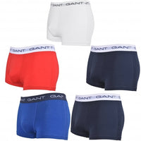 GANT-5-Pack Contrast Waistband Boxer Trunks, Navy/Blue/White/Red-UNDERU