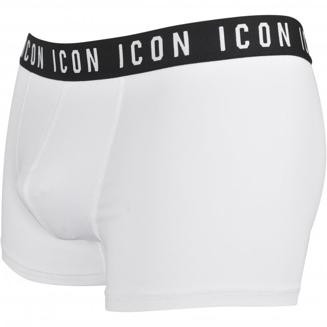 DSquared2-ICON Waistband Boxer Trunk, White/black-UNDERU