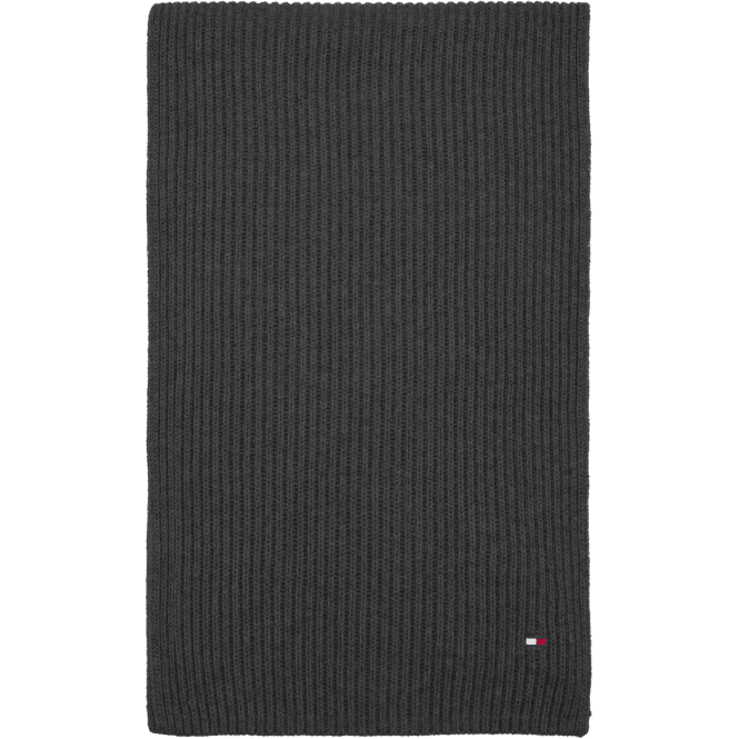 Tommy Hilfiger-Pima Cotton Cashmere Ribbed Scarf, Charcoal Heather-UNDERU