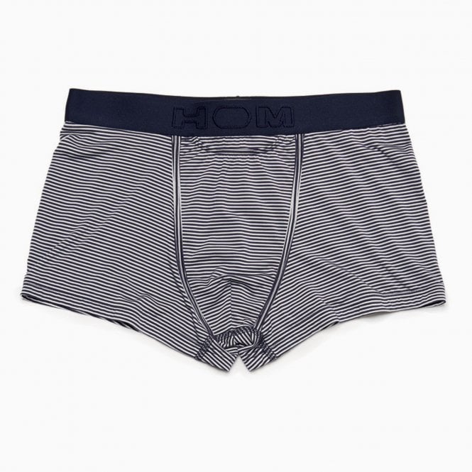 HOM Men's HO1 Striped Boxer Trunk, Navy